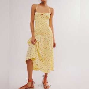 Free People Lavender Daze Dress Size L Large Strawberry Lemon Combo New